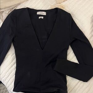 Babaton Black V-Neck Bodysuit